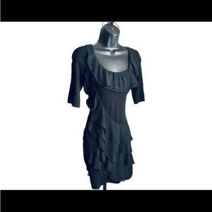 White House | Black Market Ruffled Black Mini Dress
 XS